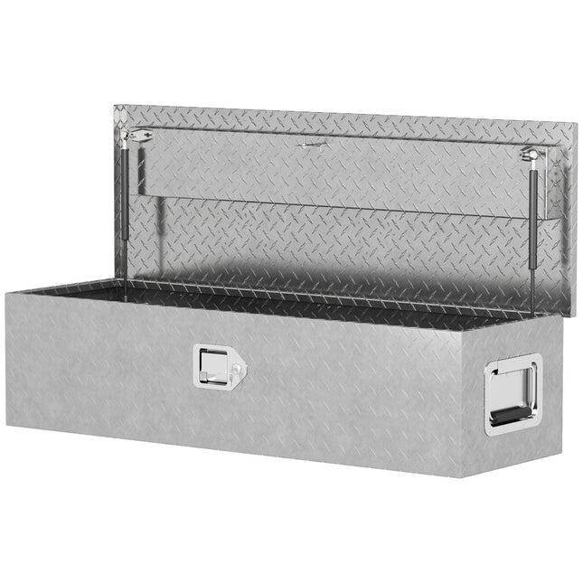 Aluminum tool box with lock and side handle, 99 x 33 x 25.5 cm