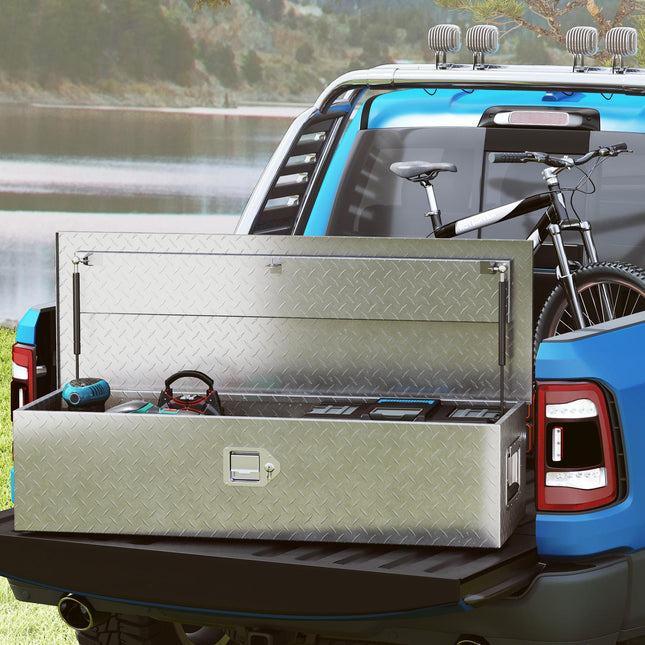 Aluminum tool box with lock and side handle, 99 x 33 x 25.5 cm