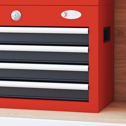 Tool box in red steel with 4 lockable drawers, 45x24.5x32.5 cm