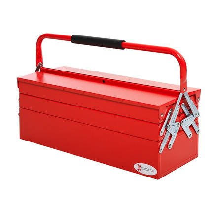 Folding toolbox in steel - 5 compartments, red, 57x21x41 Cm