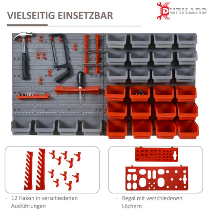 Tool holder for wall, Red/Grey, 63.5x22.5x95.5 cm