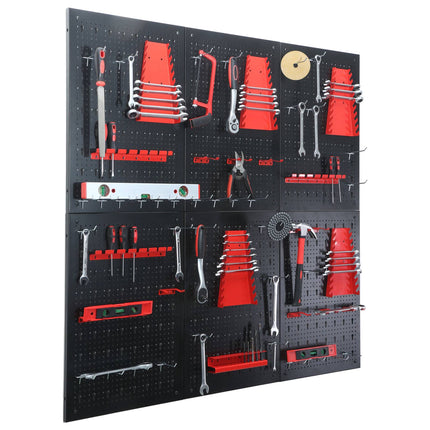 Tool Pegboard, Steel Wall-Mount Organizer With Hooks Set
