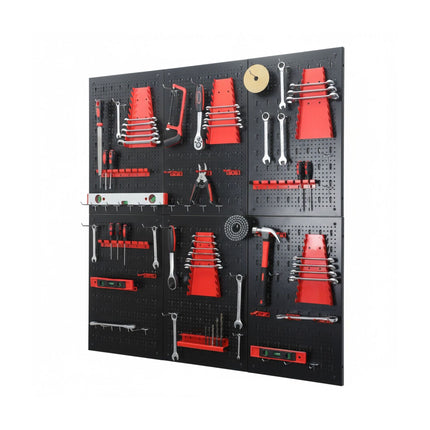 Tool Pegboard, Steel Wall-Mount Organizer With Hooks Set