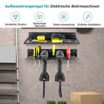 Tool Rack Wall Shelf with 4 Slots & 36 Drill Holes Tool Organizer Tool Holder