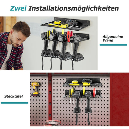 Tool Rack Wall Shelf with 4 Slots & 36 Drill Holes Tool Organizer Tool Holder