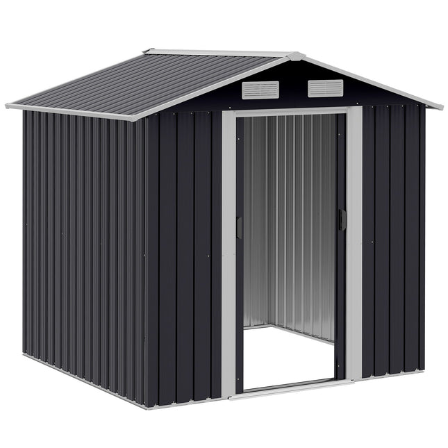 Garden shed 2.6 m² with sliding doors, steel, black