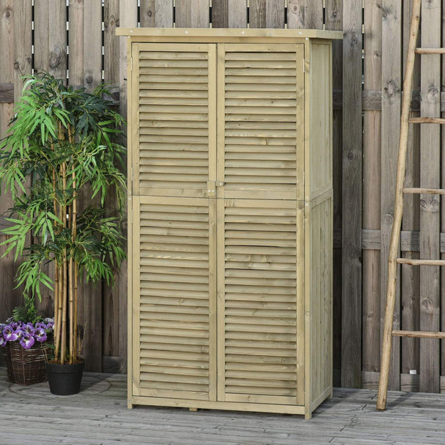 Outdoor Garden Shed - Asphalt Roof, 4 Compartments, Grey