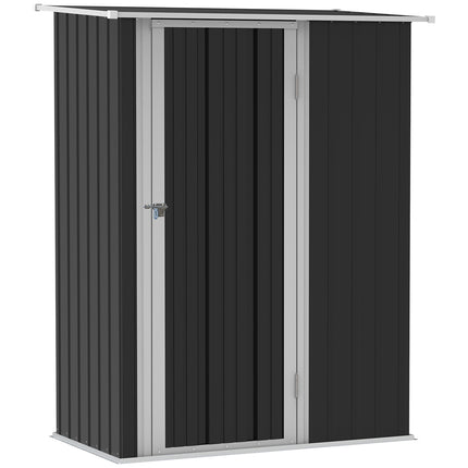 Steel outdoor tool shed with door, dark gray - 142 x 84 x 189 cm