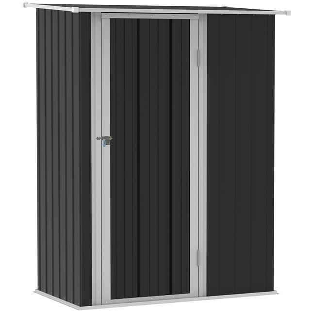 Steel outdoor tool shed with door, dark gray - 142 x 84 x 189 cm