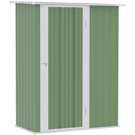 Outdoor tool shed, steel with door, green, 142x84x189 cm