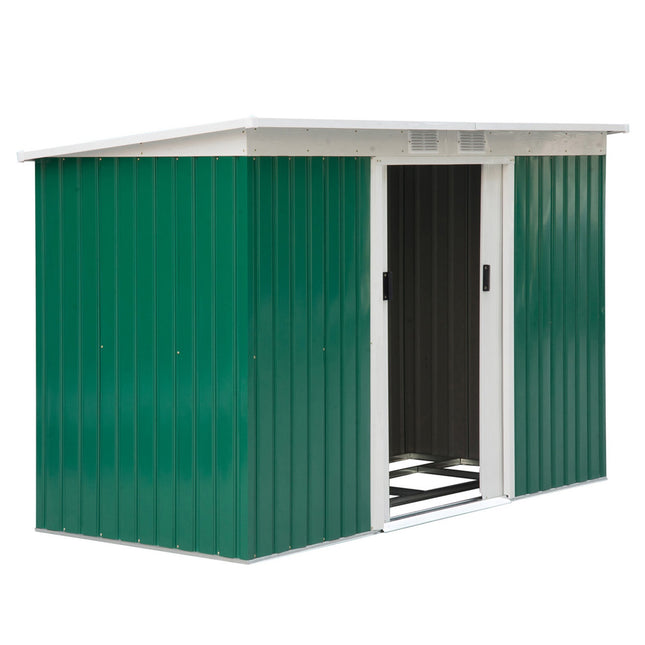 Steel garden shed - sliding door, valve, 280 x 130 x 172 cm