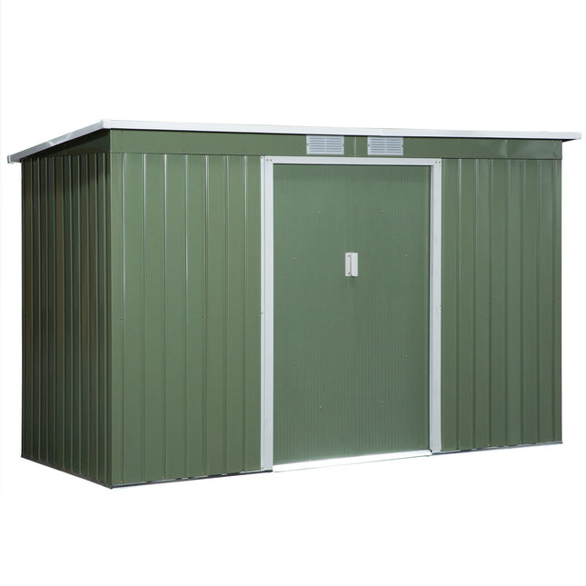 Outdoor steel garden shed, sliding door, ventilation window