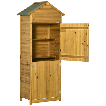Weatherproof wooden garden shed with shelves, 2 doors