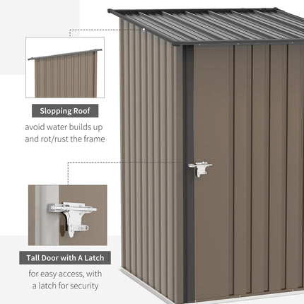 Steel garden shed with roof - Lockable, brown, 0.92 m²