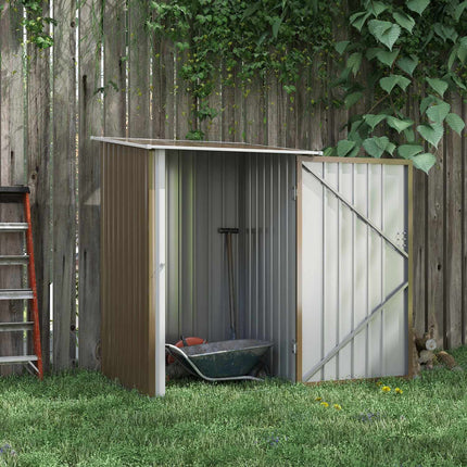 Steel garden shed with roof - Lockable, brown, 0.92 m²