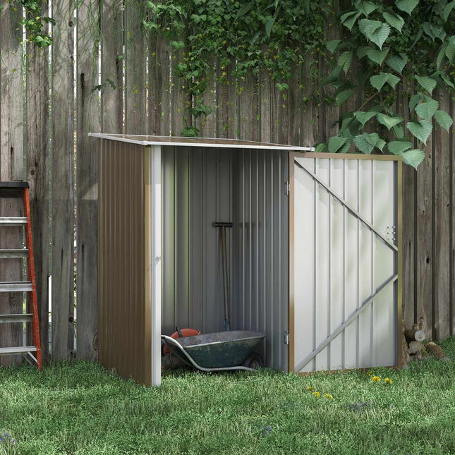 Steel garden shed with roof - Lockable, brown, 0.92 m²
