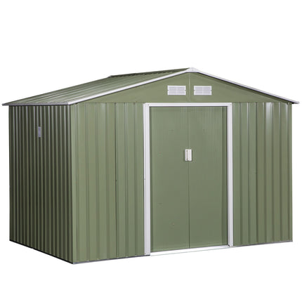 Metal tool shed with foundation, light green, 277x195x192 Cm