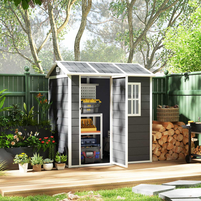 Plastic garden shed, 2.1 m² - Lockable, weatherproof, gray