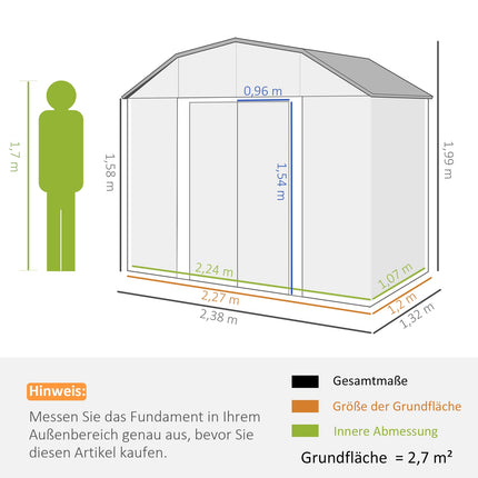 Tool shed in steel with UV protection, sliding doors - dark grey
