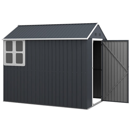Steel garden tool shed, 4㎡ with window and lock, dark grey