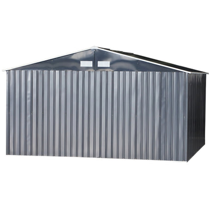 Metal garden shed with foundation, charcoal grey, 340x386x200 cm