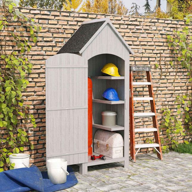 Wooden garden shed, gable roof, grey, 77.5x54.2x179.5 cm