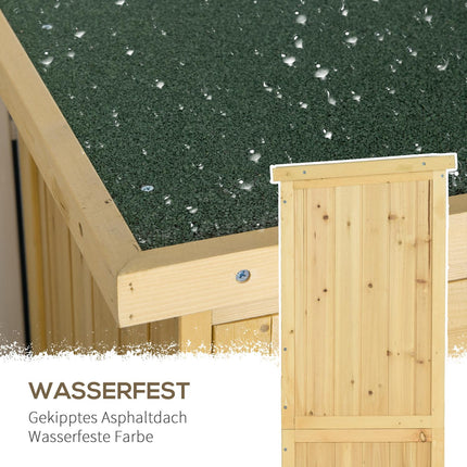 Wooden tool shed with asphalt roof, 4 compartments