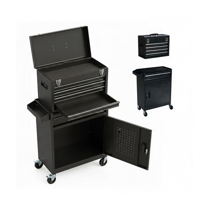 Tool Trolley, Lockable Steel, 5 Drawers, Top Box