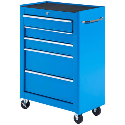 Tool Trolley with 5 Drawers, Steel, Blue, Lockable