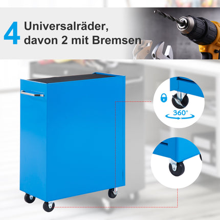 Tool Trolley with 5 Drawers, Steel, Blue, Lockable