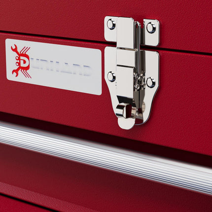 Steel tool box with lock, 4 drawers, top storage, 51 cm