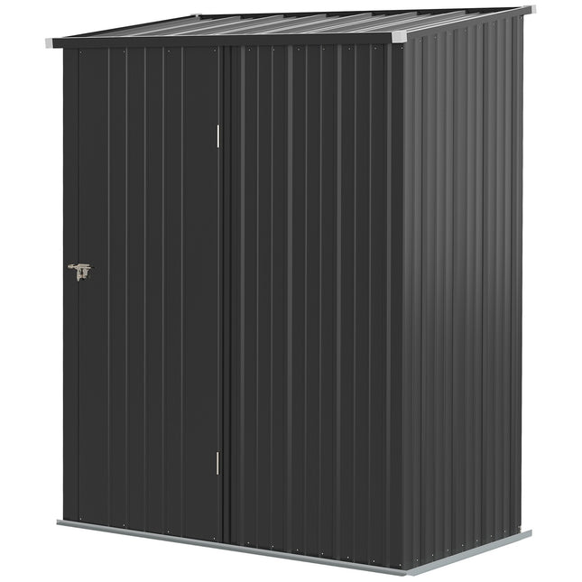 Lockable steel garden shed 1.34m² - Black, pitched roof