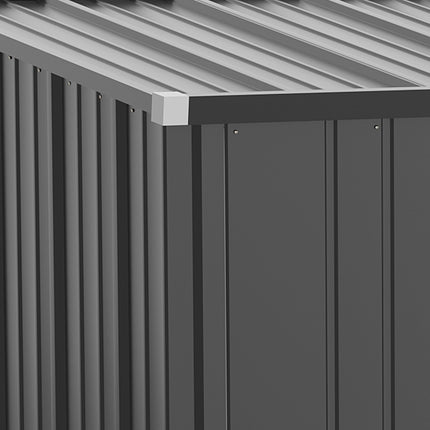 Lockable steel garden shed 1.34m² - Black, pitched roof