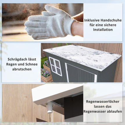 Gereedschapsschuur 4,13 m³, tuinhuis, 260 x 177 x 190 cm, gereedschapsschuur met raam, afsluitbare deur, fietsenstalling, tuinkast van staal, voor achtertuin, tuin, donkergrijs |