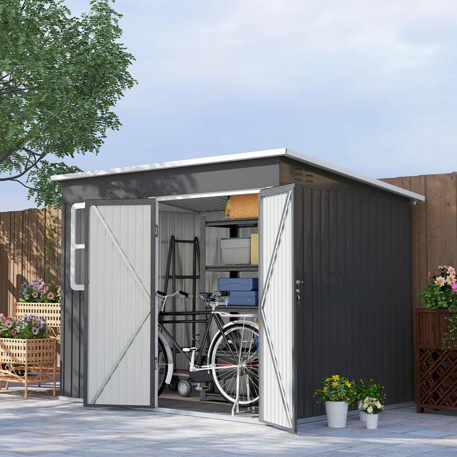 Garden tool shed in steel, 260x177x190 cm, Lockable door