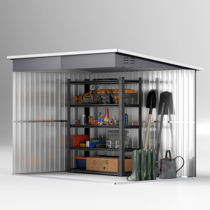 Gereedschapsschuur 4,13 m³, tuinhuis, 260 x 177 x 190 cm, gereedschapsschuur met raam, afsluitbare deur, fietsenstalling, tuinkast van staal, voor achtertuin, tuin, donkergrijs |