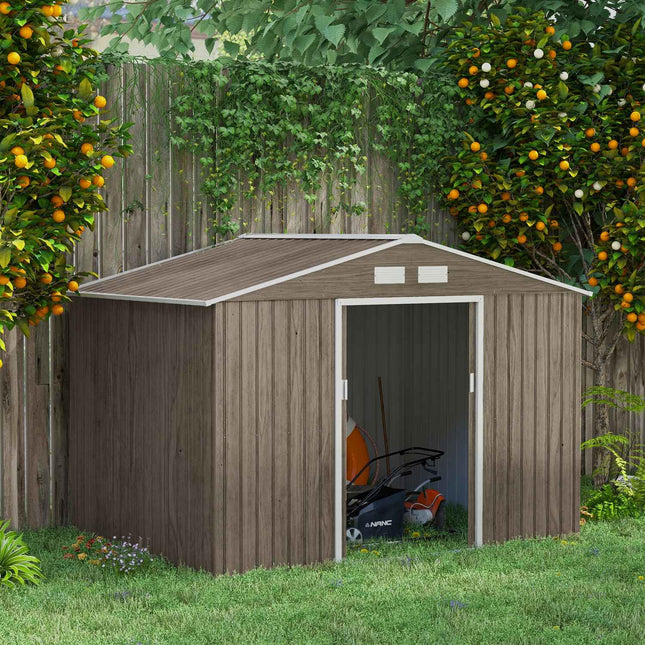 Galvanized steel garden shed 4.9 m², weatherproof, light brown