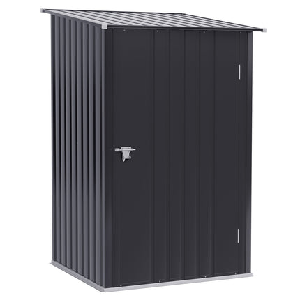 Dark gray metal garden tool shed, 1x1m galvanized steel