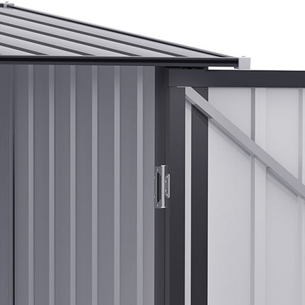 Dark gray metal garden tool shed, 1x1m galvanized steel
