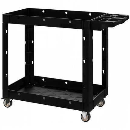 Tool Cart with 2-Tier Shelves, Handle & Wheels