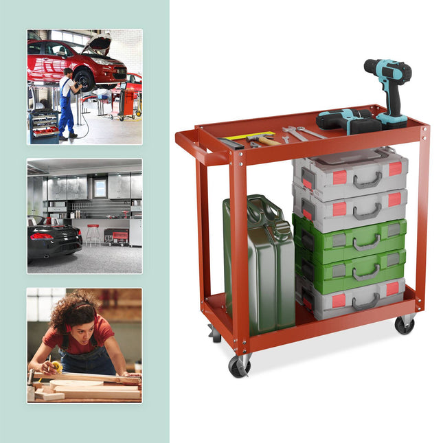 Tool trolley with 2 shelves