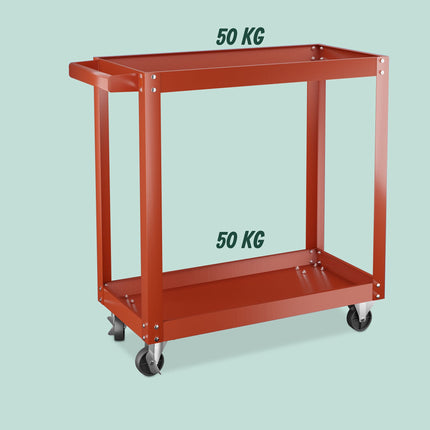Tool trolley with 2 shelves
