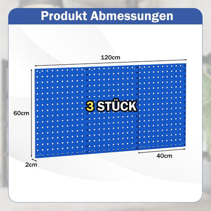 Tool wall tool perforated wall with 3 pegboards &amp; 28 Piece Hanging Accessories Blue
