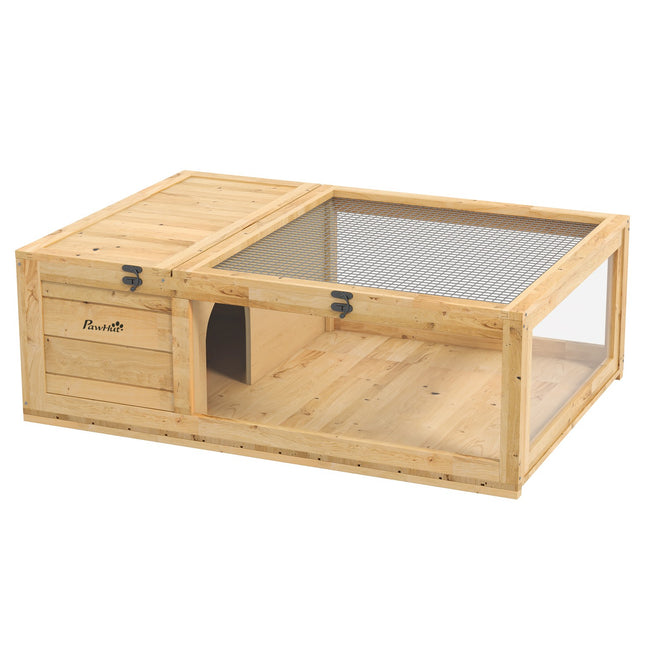 Tortoise Enclosure with Two Zones, Fir Wood, 91x60.5x32 cm