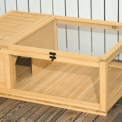 Tortoise Enclosure with Two Zones, Fir Wood, 91x60.5x32 cm
