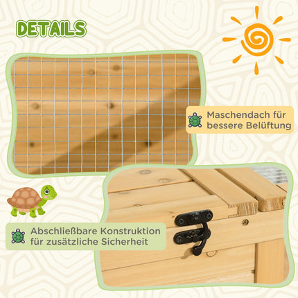 Tortoise Enclosure with Two Zones, Fir Wood, 91x60.5x32 cm