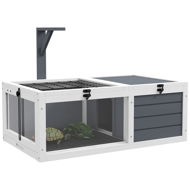 Tortoise House with 2 Rooms, Wood, Easy Clean, Grey