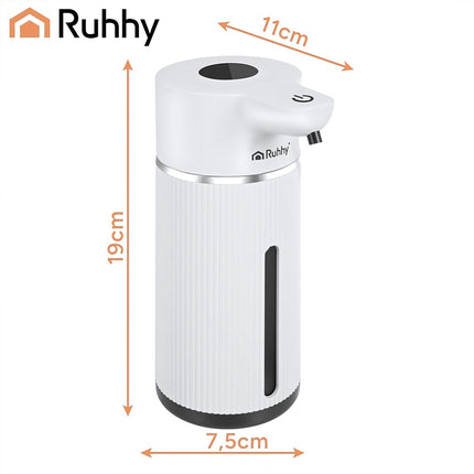 Touchless Soap Dispenser 420 ml with Motion Sensor, LED Display, USB-C, White