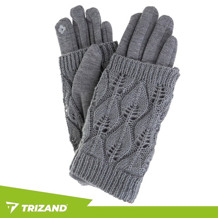 Touchscreen Winter Gloves with Removable Mitten Warmers, Grey, One Size