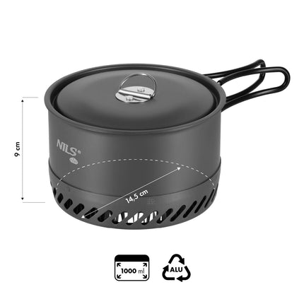 Touring Pot with Lid, Aluminum Heat Sink, 1000ml
